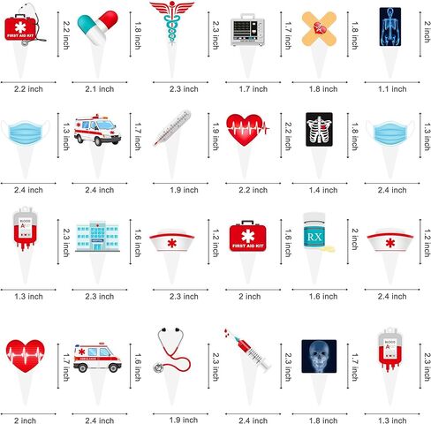 48pcs Medical Nurse Themed Cupcake Toppers Doctor Hospital EMT Cake Decorations for Nursing School Graduation Retirement Birthday Baby Shower Medical Themed Party Supplies in Kuwait