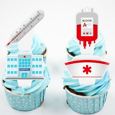 48pcs Medical Nurse Themed Cupcake Toppers Doctor Hospital EMT Cake Decorations for Nursing School Graduation Retirement Birthday Baby Shower Medical Themed Party Supplies in Kuwait