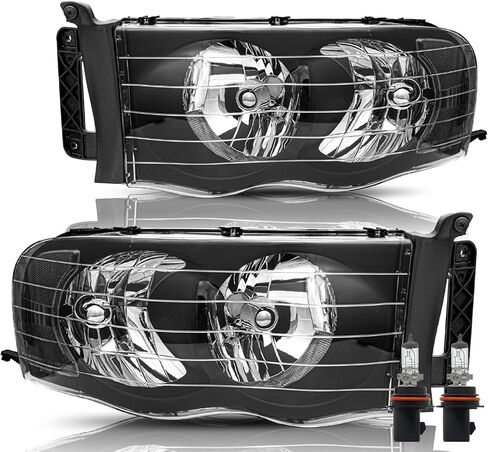 BRYGHT Headlight Assembly Fit for 2002-2005 Dodge Ram 1500 Pickup and 2003-2005 Dodge Ram 2500/3500 Pickup Passenger and Driver Side Halogen Replacement OE Headlamp Black Housing & Amber Reflector in Saudi Arabia