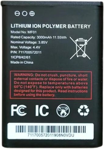 MF01 Battery [𝟮𝟬𝟮𝟲 𝗡𝗲𝘄 𝗨𝗽𝗴𝗿𝗮𝗱𝗲𝘀] - 3000mAh Replacement for Turbo Hotspot 2 (CT2MHS01), Compatible with Part NO 711700572011 in Saudi Arabia