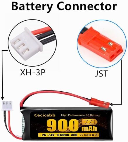 7.4V 900mAh Lipo Battery 25C with JST Plug for The Blade 200 QX and CX/CX2/CX3 WLtoys X520 RC Helicopter 1 Pack with USB Charger in Saudi Arabia