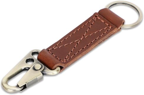 Genuine Leather Car Keychain - Handmade Key Holder with Metal Clip & Key Ring in Saudi Arabia