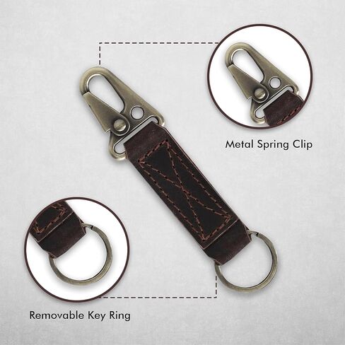 Genuine Leather Car Keychain - Handmade Key Holder with Metal Clip & Key Ring in Saudi Arabia