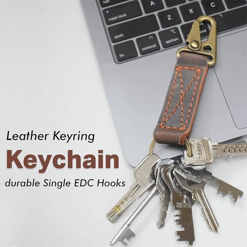 Genuine Leather Car Keychain - Handmade Key Holder with Metal Clip & Key Ring in Saudi Arabia