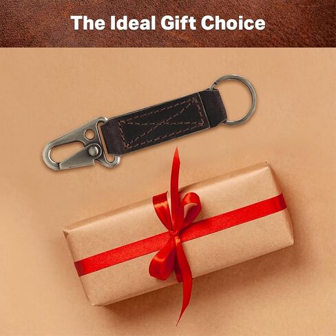Genuine Leather Car Keychain - Handmade Key Holder with Metal Clip & Key Ring in Saudi Arabia