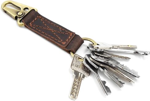 Genuine Leather Car Keychain - Handmade Key Holder with Metal Clip & Key Ring in Saudi Arabia