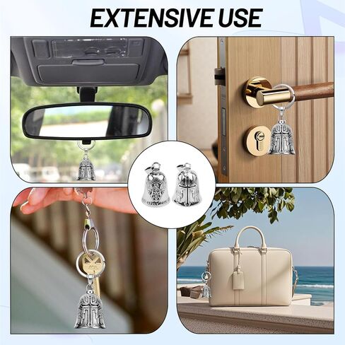 Motorcycle Bell Guardian Angel Set for Men and Women, 4PCS Guardian Bell Motorcycle with Skull Angel Wings Cross Charms, Keychain Ring & Mount Bracket, Gifts for Motorcyclists in Kuwait