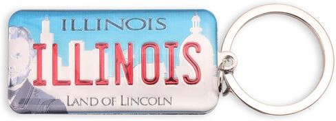 Westmon Works Illinois Keychain Souvenir Land of Lincoln License Plate Metal Key Ring in Kuwait