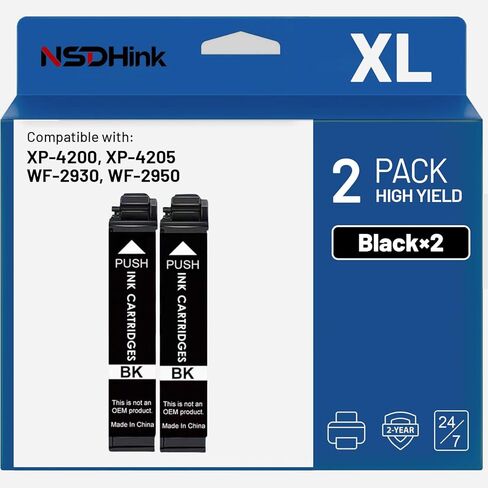 Remanufactured 232XL Ink Cartridges Replacement for 232XL 232 XL Ink Cartridges Combo Pack Work for Expression Home XP-4200 XP-4205 Workforce WF-2930 WF-2950 Ink (2 Black) in Kuwait