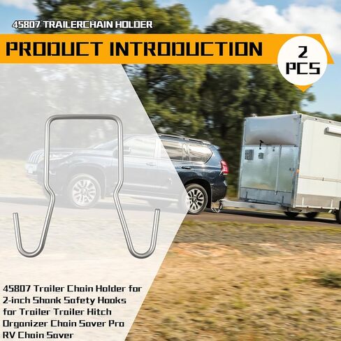 2 Pack 45807 Clip-On Trailer Safety Chain Holder, 2 Inch Square Shank Hitch Hanger, Zinc Plated Steel Trailer Chain Saver to Prevent Dragging for Travel Boat RV Cargo Towing in Saudi Arabia