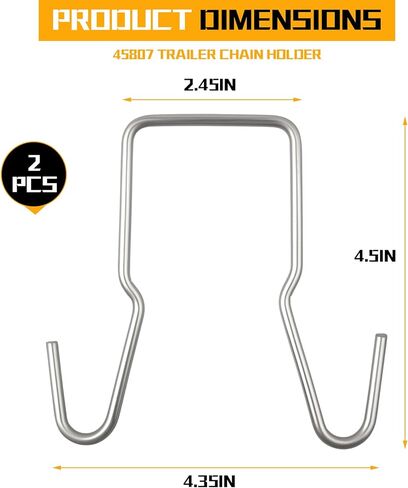2 Pack 45807 Clip-On Trailer Safety Chain Holder, 2 Inch Square Shank Hitch Hanger, Zinc Plated Steel Trailer Chain Saver to Prevent Dragging for Travel Boat RV Cargo Towing in Saudi Arabia