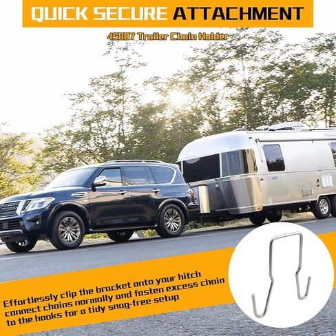 2 Pack 45807 Clip-On Trailer Safety Chain Holder, 2 Inch Square Shank Hitch Hanger, Zinc Plated Steel Trailer Chain Saver to Prevent Dragging for Travel Boat RV Cargo Towing in Saudi Arabia