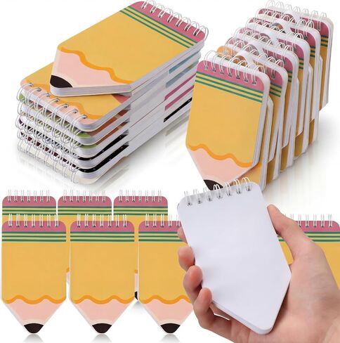 Resurhang 24 Pcs Back to School Mini Notebooks Bulk Small Pocket Spiral Notebook Pencil Shape 50 Pages Cute Tiny Notepads Memo Pads for Office Teacher Students Graduation Gifts Classroom Prizes in Kuwait