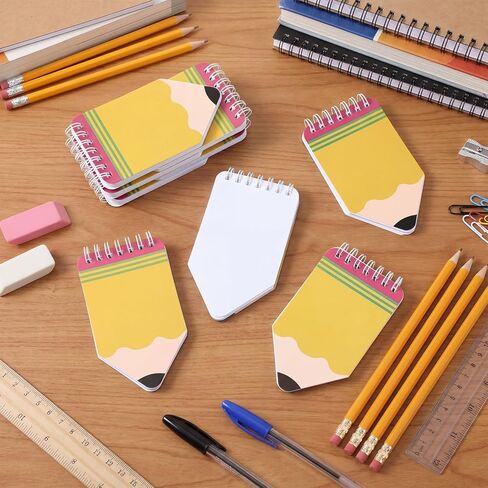 Resurhang 24 Pcs Back to School Mini Notebooks Bulk Small Pocket Spiral Notebook Pencil Shape 50 Pages Cute Tiny Notepads Memo Pads for Office Teacher Students Graduation Gifts Classroom Prizes in Kuwait