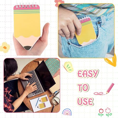 Resurhang 24 Pcs Back to School Mini Notebooks Bulk Small Pocket Spiral Notebook Pencil Shape 50 Pages Cute Tiny Notepads Memo Pads for Office Teacher Students Graduation Gifts Classroom Prizes in Kuwait