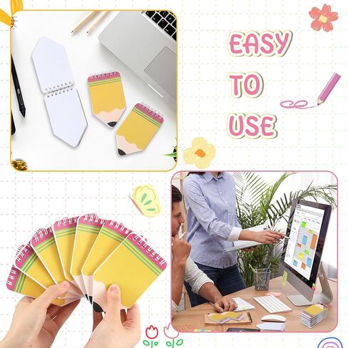 Resurhang 24 Pcs Back to School Mini Notebooks Bulk Small Pocket Spiral Notebook Pencil Shape 50 Pages Cute Tiny Notepads Memo Pads for Office Teacher Students Graduation Gifts Classroom Prizes in Kuwait