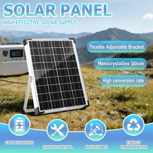 20W 12V/24V Solar Panel Kit, Monocrystalline Solar Battery Trickle Charger Maintainer +10A PWM Charge Controller + Adjustable Mount Bracket for Car, RV, Boat, Motorcycle, Off-Grid System in Saudi Arabia