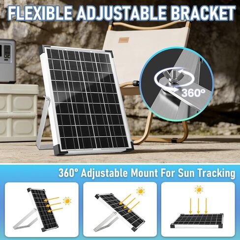 20W 12V/24V Solar Panel Kit, Monocrystalline Solar Battery Trickle Charger Maintainer +10A PWM Charge Controller + Adjustable Mount Bracket for Car, RV, Boat, Motorcycle, Off-Grid System in Saudi Arabia