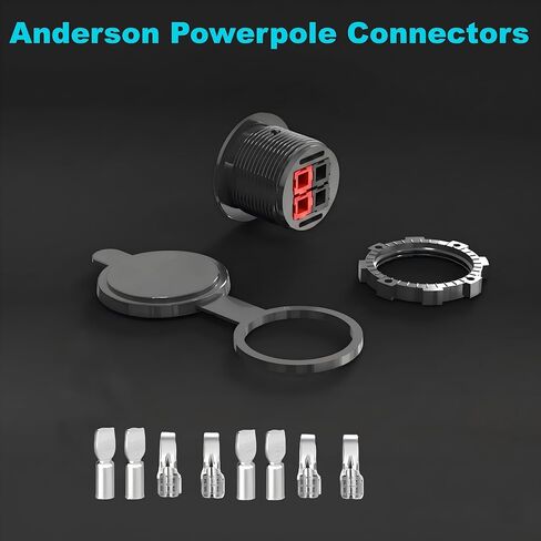 لوحة جبل مزدوجة الإسكان موصل أندرسون و أندرسون باوربول، طقم موصل PowerPort-2 مقاوم للطقس PP15/30/45، تيار مستمر مستمر، مع غطاء غبار - للوحات المعلومات لصندوق الطاقة الشمسية للقوارب البحرية RV in Kuwait