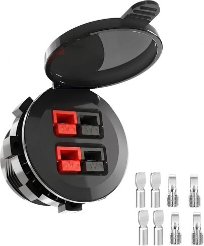 لوحة جبل مزدوجة الإسكان موصل أندرسون و أندرسون باوربول، طقم موصل PowerPort-2 مقاوم للطقس PP15/30/45، تيار مستمر مستمر، مع غطاء غبار - للوحات المعلومات لصندوق الطاقة الشمسية للقوارب البحرية RV in Kuwait