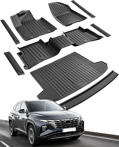 Floor Mats & Cargo Liner for Kia Sportage 2017-2022 (Gas ONLY) for Hyundai Tucson 2019-2021,All Weather Carpet Cargo Liner Door Sill Protectors 9 Pcs in Kuwait