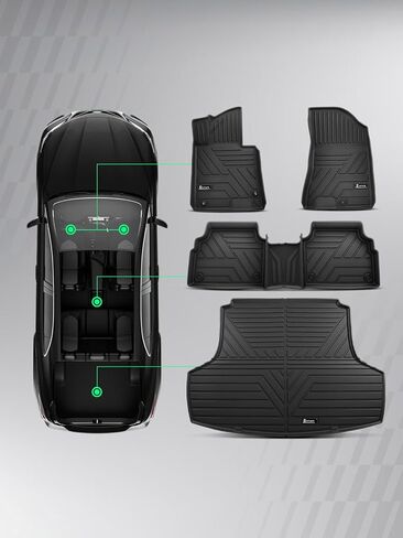 سجادات أرضية YHTAUTO وسجادة شحن متوافقة مع Kia K5 2021-2026 (FWD) وHyundai Sonata 2020-2026 (5 مقاعد)، وبطانات أرضية TPE تناسب جميع الأحوال الجوية، الصف الأول والثاني وسجادة صندوق السيارة، مجموعة من 4 in Kuwait