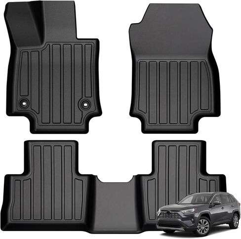 Floor Mats for Toyota Camry 2018-2024, All Weather Custom Fit Anti-Slip TPE Rubber Floor Mats Set, Toyota Camry Automotive Accessories, Rugged Camry Car Liners, 1st & 2nd Row Mat, Black in Saudi Arabia