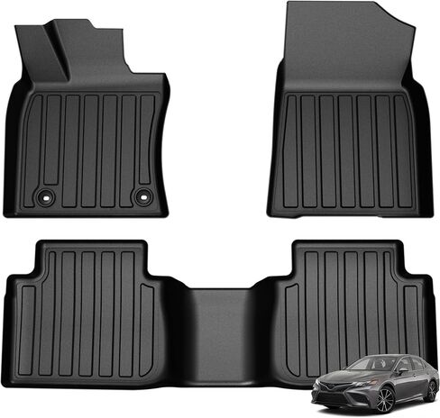 Floor Mats for Toyota Camry 2018-2024, All Weather Custom Fit Anti-Slip TPE Rubber Floor Mats Set, Toyota Camry Automotive Accessories, Rugged Camry Car Liners, 1st & 2nd Row Mat, Black in Saudi Arabia