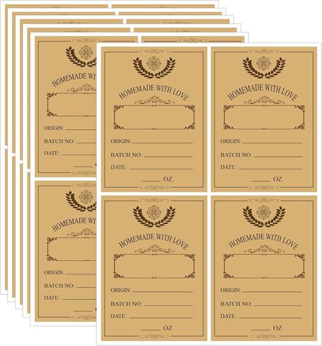 24PCS Vintage Apothecary Labels, Kraft Homemade Jar Labels for 4 oz, 8 oz Bottles, Blank DIY Stickers for Home Apothecary(2.95in X 2.16in) in Saudi Arabia