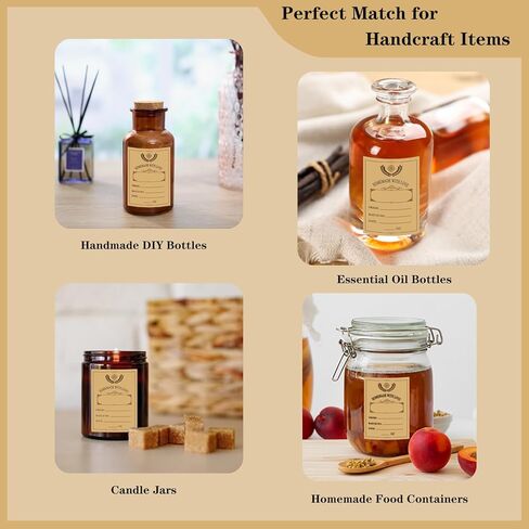 24PCS Vintage Apothecary Labels, Kraft Homemade Jar Labels for 4 oz, 8 oz Bottles, Blank DIY Stickers for Home Apothecary(2.95in X 2.16in) in Saudi Arabia