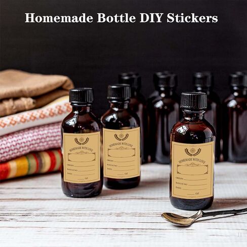 24PCS Vintage Apothecary Labels, Kraft Homemade Jar Labels for 4 oz, 8 oz Bottles, Blank DIY Stickers for Home Apothecary(2.95in X 2.16in) in Saudi Arabia