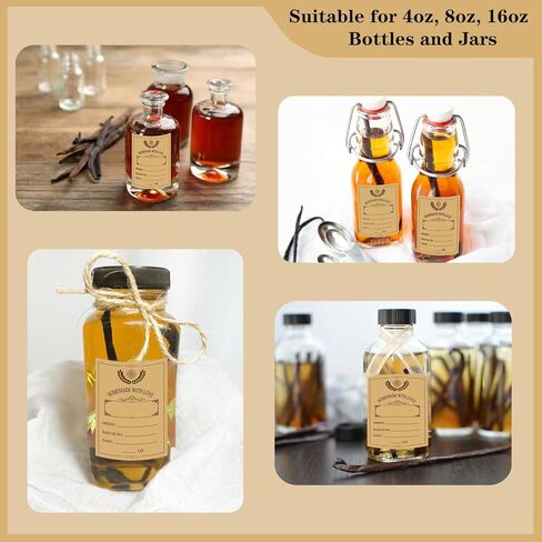 24PCS Vintage Apothecary Labels, Kraft Homemade Jar Labels for 4 oz, 8 oz Bottles, Blank DIY Stickers for Home Apothecary(2.95in X 2.16in) in Saudi Arabia
