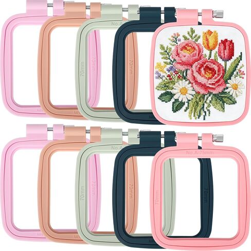 Hotop 10 Pcs Embroidery Hoops ABS Plastic Cross Stitch Hoop for DIY Craft Art Sewing Needlework Cross Stitch Embroidery Projects (Round) in Kuwait
