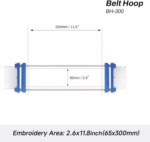 طوق تطريز حزام معدني من MagnaHoop مقاس 2.6 × 11.8 بوصة - 65 × 300 مم لآلات التطريز Brother PR1X PR620 PR650 PR670E PR680W PR1000 PR1050X PR1055X PR1060W، طوق حزام لأحزمة الكاراتيه، وأطواق الكلاب، والأوشحة in Kuwait