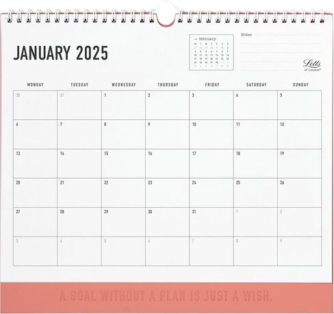 Letts of London Conscious 2025 Monthly Wall Calendar, 12 Months, January to December, Eco-Conscious, 100% Recycled, 11.8" x 10.625", Clay (C082348-25) in Saudi Arabia