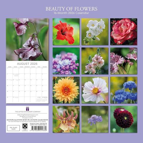 The Gifted Stationery 16-Month Square Wall Calendar - 2026 Calendar with Floral Theme - Easy Hang & 2026 Wall Planner - 16 Months September 2025-December 2026-12 x 12 in, 180 Stickers in Kuwait