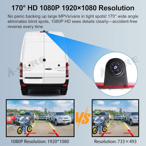 ASURE 3rd Third Brake Light Backup Camera for Mercedes Sprinter NCV3 2006-2018 - 1080P HD Rear View Camera, 170° Wide Angle Night Vision IP67 for VW Crafter Dodge Freightliner Sprinter in Kuwait