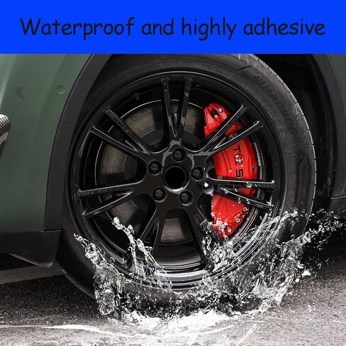 6PCS Caliper Sticker Set Car Wheel Brake Caliper Decal Vinyl Adhesive Waterproof Weatherproof for Rim Accessories (Black) in Kuwait