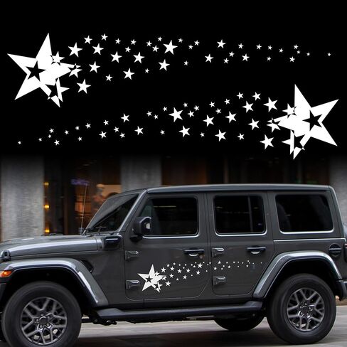 TOMALL 1 Pair 62.6'' Stars Graphics Vinyl Decals for Car Body Door Sides Universal Waterproof Stars Stickers Decoration for Vehicles SUV Truck Off-Road Home Wall (Gradient) in Kuwait