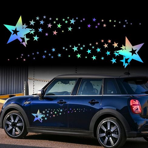 TOMALL 1 Pair 62.6'' Stars Graphics Vinyl Decals for Car Body Door Sides Universal Waterproof Stars Stickers Decoration for Vehicles SUV Truck Off-Road Home Wall (Gradient) in Kuwait