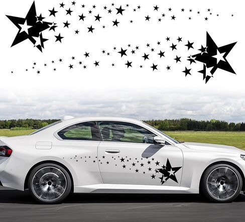 TOMALL 1 Pair 62.6'' Stars Graphics Vinyl Decals for Car Body Door Sides Universal Waterproof Stars Stickers Decoration for Vehicles SUV Truck Off-Road Home Wall (Gradient) in Kuwait