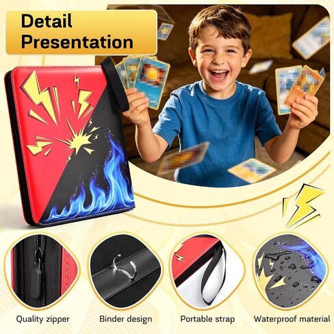 Card Binder 9 Pocket, 1080 Cards Trading Card Binder with 60 Removable Sleeves, Portable Card Binder with Zipper Suitable for TCG, CCG, Sports Cards, Card Sleeves Made of Premium PP Material for Gift in Saudi Arabia