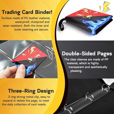 Card Binder 9 Pocket, 1080 Cards Trading Card Binder with 60 Removable Sleeves, Portable Card Binder with Zipper Suitable for TCG, CCG, Sports Cards, Card Sleeves Made of Premium PP Material for Gift in Saudi Arabia