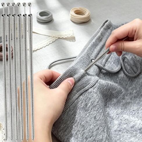 6 Pack Multipurpose Rope Threader with Spring-Loaded Eye, Bendable Drawstring Tool for Elastic Waistband Lacing Tape, Sewing Bodkin for Hoodies Pants, Metal in Kuwait