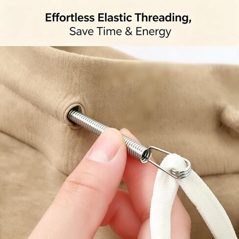 6 Pack Multipurpose Rope Threader with Spring-Loaded Eye, Bendable Drawstring Tool for Elastic Waistband Lacing Tape, Sewing Bodkin for Hoodies Pants, Metal in Kuwait