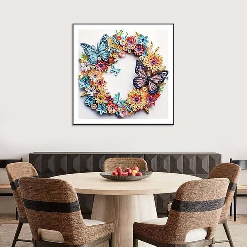 SJUTOUCI Butterfly Flower Diamond Art Kits for Adults, 5D Special Shape Diamond Painting for Beginners, Crystal Rhinestones Dots Bead Art for Home Wall Decor Gift 12×12 inch in Kuwait