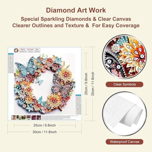 SJUTOUCI Butterfly Flower Diamond Art Kits for Adults, 5D Special Shape Diamond Painting for Beginners, Crystal Rhinestones Dots Bead Art for Home Wall Decor Gift 12×12 inch in Kuwait