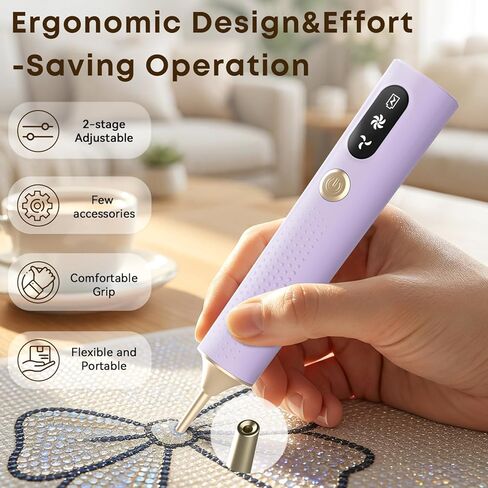 Electric Diamond Painting Pen, Vacuum Diamond Art Pens Cordless & Quiet, Adjustable Suction Mode, Diamond Painting Tool Supplies for Adults, Purple in Saudi Arabia