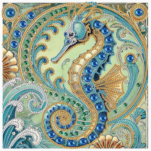 WSLWXSHM 5D Special Shape Diamond Art Kits for Beginners, Diamond Painting Kits for Adults Seahorse, Crystal Rhinestones Diamond Painting for Home Wall Decoration Gift 12×12inch/30×30cm, Animal in Kuwait