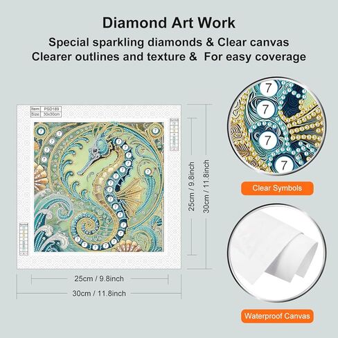 WSLWXSHM 5D Special Shape Diamond Art Kits for Beginners, Diamond Painting Kits for Adults Seahorse, Crystal Rhinestones Diamond Painting for Home Wall Decoration Gift 12×12inch/30×30cm, Animal in Kuwait